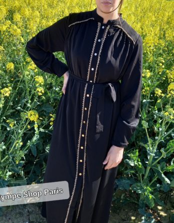 Abaya noire motif doré