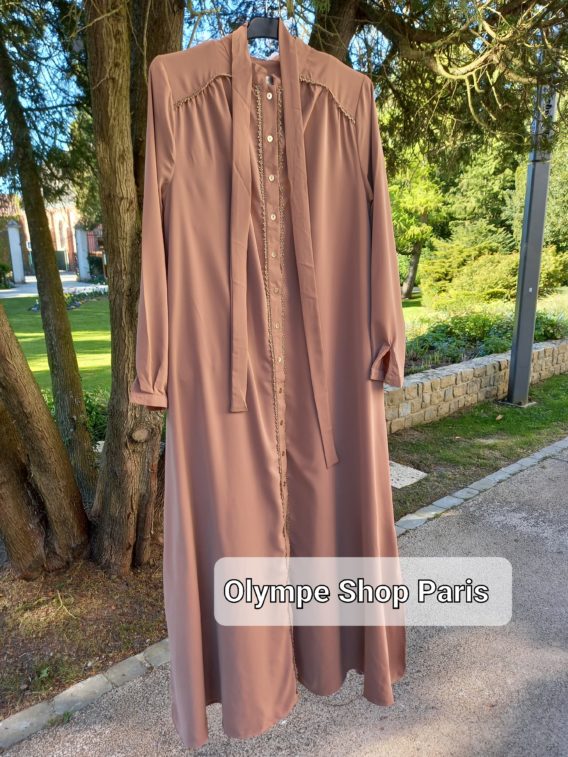 Abaya taupe motif doré